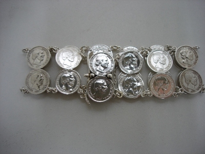 Antieke zilveren 5 cents willem III armband