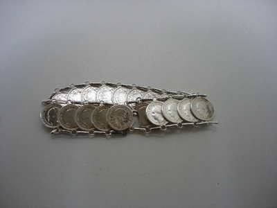 Oude zilveren dubbeltjes armband